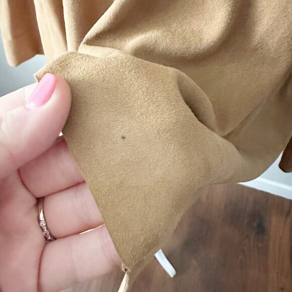 Eileen Fisher Tan Goat Suede Open Drape Front Jacket Women's Size Medium - Picture 6 of 15